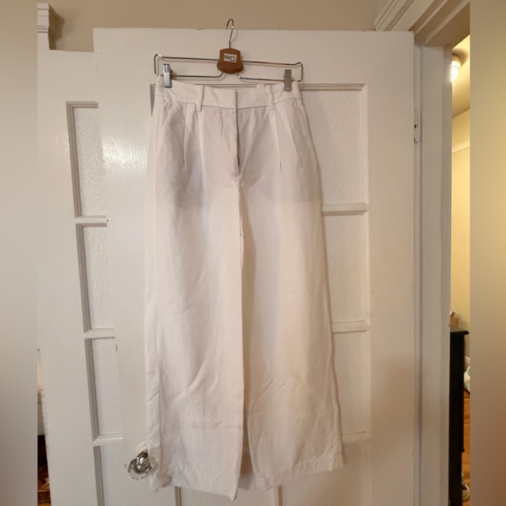 Aritzia White Wide-Leg Trousers